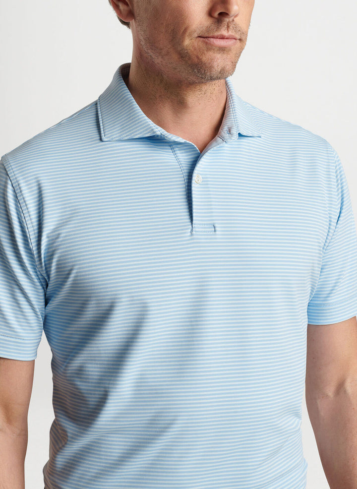 Peter Millar Mens Tailored Fit Ambrose Performance Jersey Polo - BLUE FROST