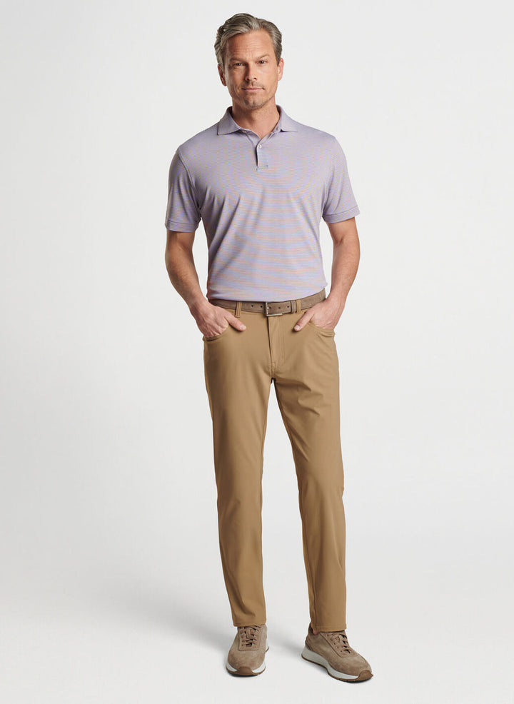 Peter Millar Mens Tailored Fit Ambrose Performance Jersey Polo - LAVENDER FOG