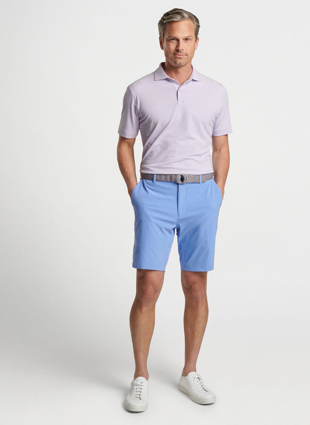 Peter Millar Mens Tailored Fit Ambrose Performance Jersey Polo - MISTY ROSE