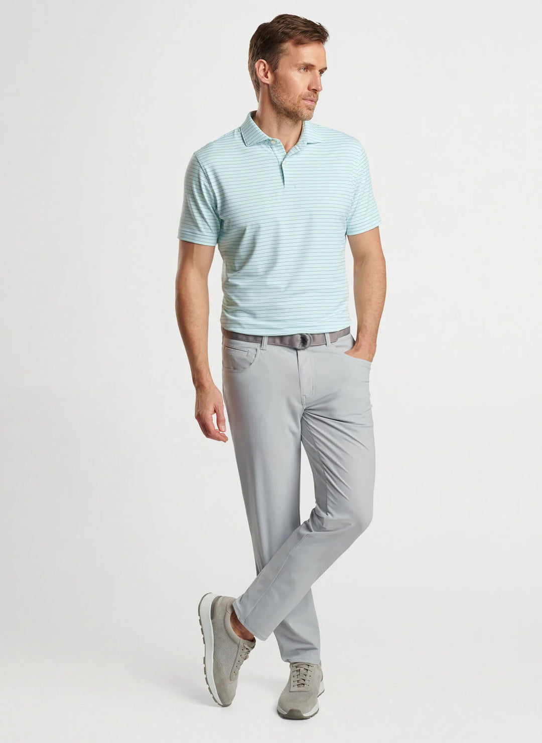 Peter Millar Mens Tailored Fit Duet Performance Jersey Polo - CAPRI BREEZE