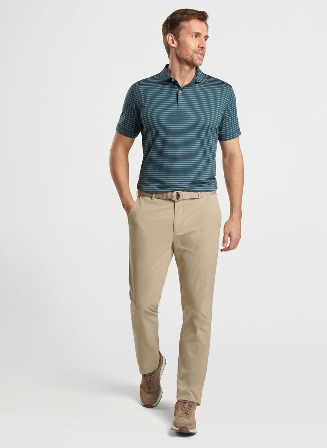 Peter Millar Mens Tailored Fit Duet Performance Jersey Polo - LACINATO