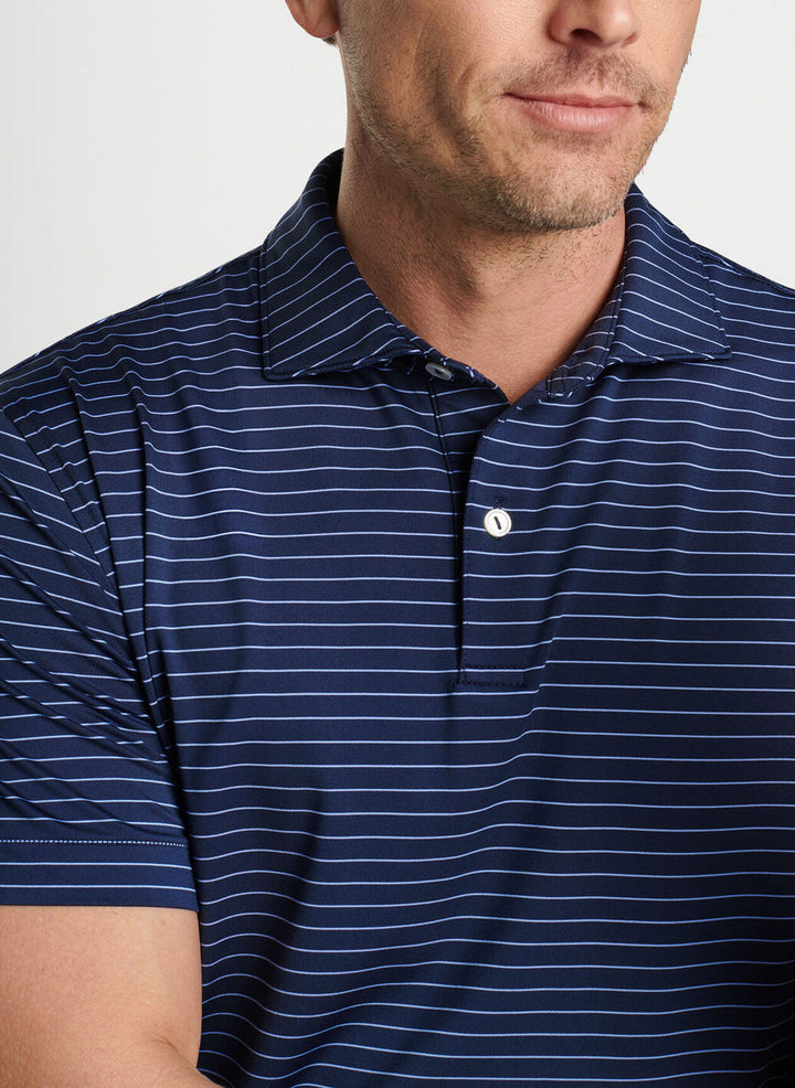 Peter Millar Mens Tailored Fit Duet Performance Jersey Polo - NAVY