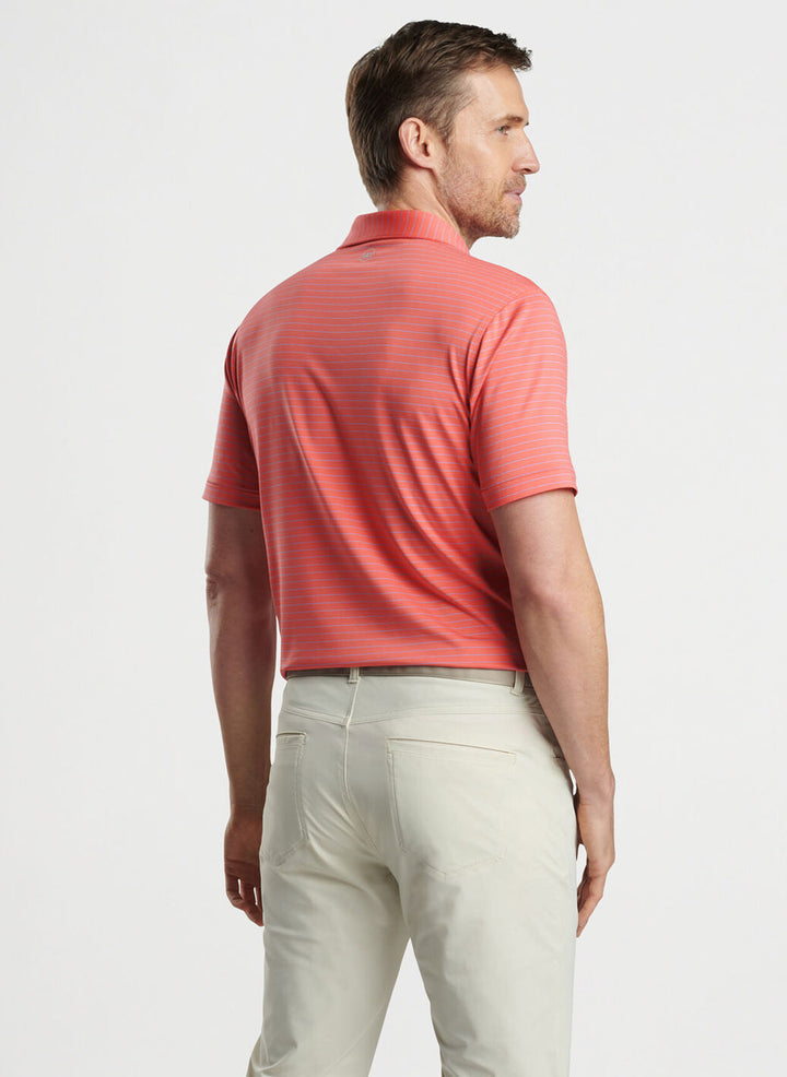 Peter Millar Mens Tailored Fit Duet Performance Jersey Polo - SCARLET LILY