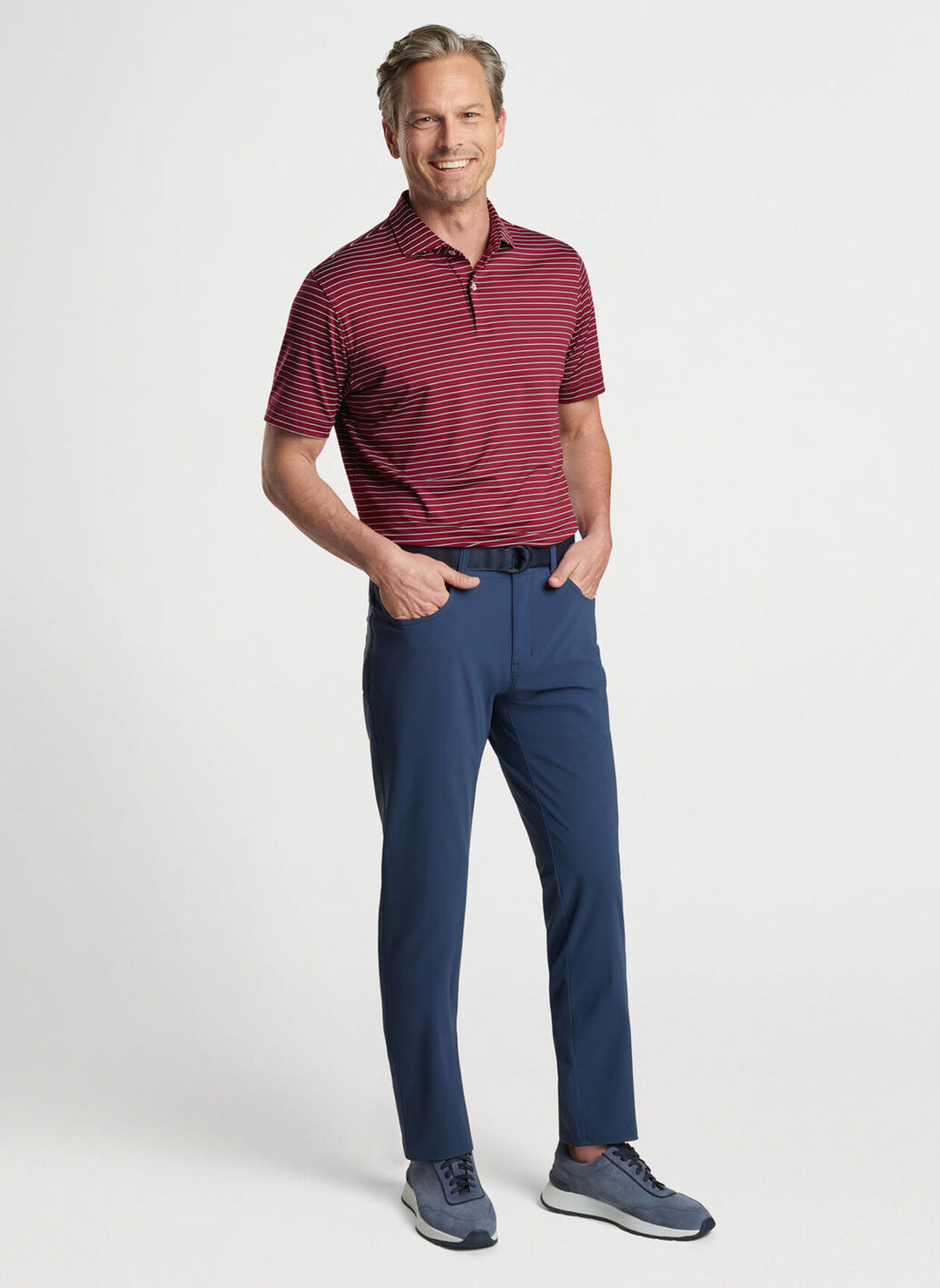 Peter Millar Mens Tailored Fit Duet Performance Jersey Polo - VERMOUTH