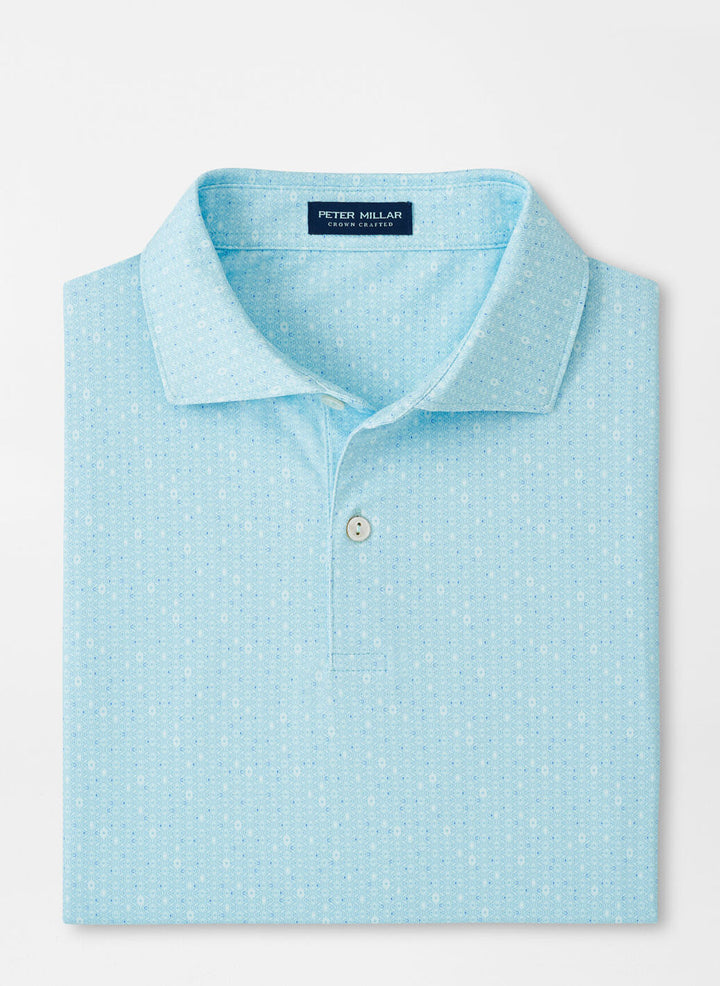 Peter Millar Mens Tailored Fit Harmon Geo Performance Jersey Polo - Edwin Spread - CAPRI BREEZE