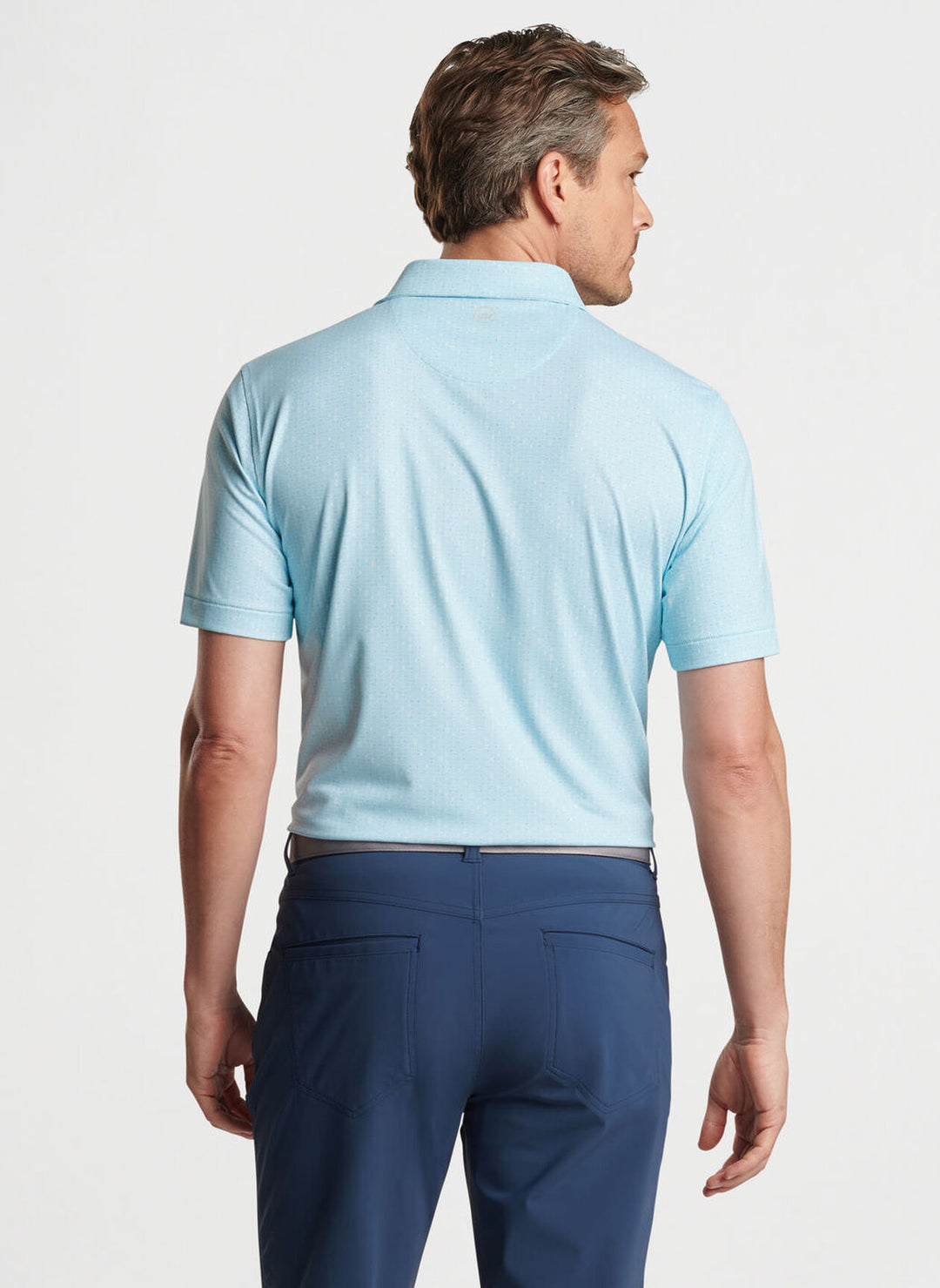 Peter Millar Mens Tailored Fit Harmon Geo Performance Jersey Polo - Edwin Spread - CAPRI BREEZE