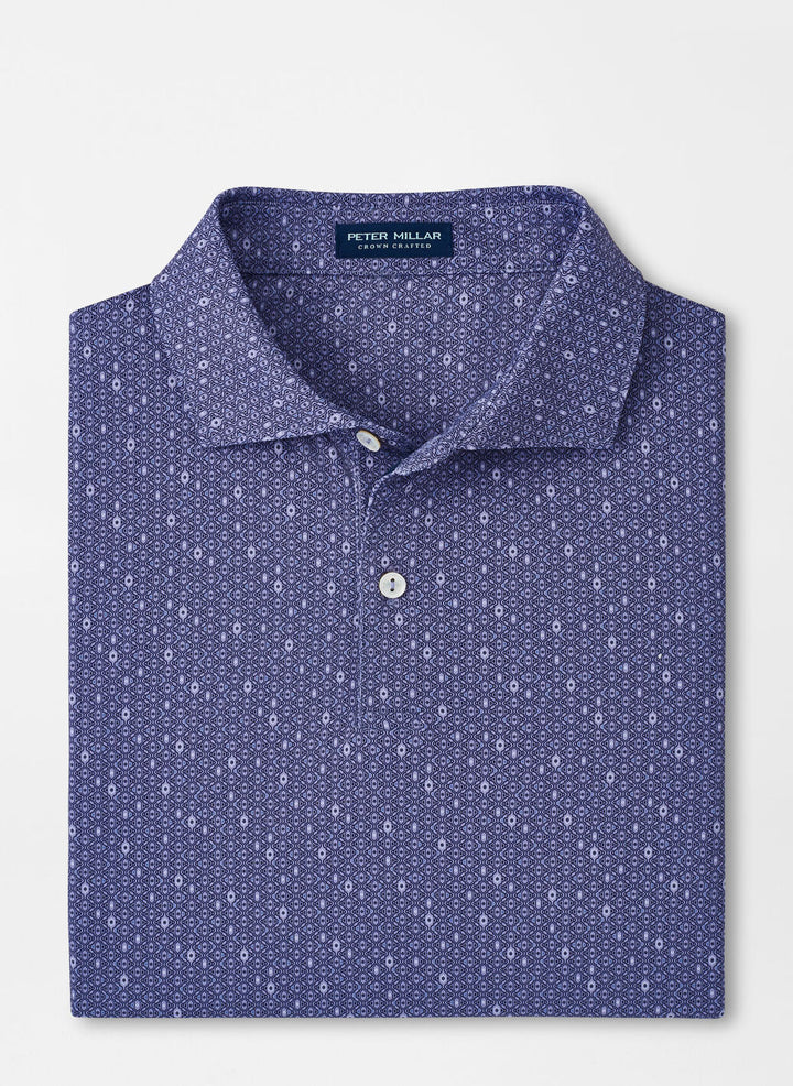 Peter Millar Mens Tailored Fit Harmon Geo Performance Jersey Polo - Edwin Spread - LAVENDER FOG