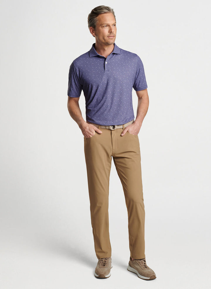 Peter Millar Mens Tailored Fit Harmon Geo Performance Jersey Polo - Edwin Spread - LAVENDER FOG