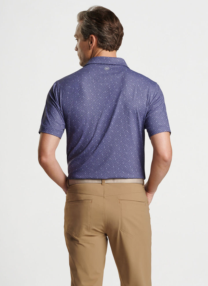 Peter Millar Mens Tailored Fit Harmon Geo Performance Jersey Polo - Edwin Spread - LAVENDER FOG