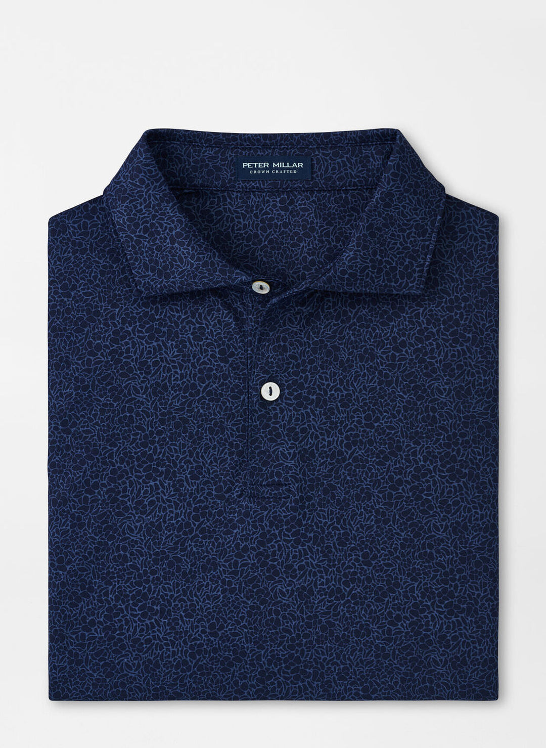 Peter Millar Mens Tailored Fit Parkinson Floral Performance Jersey Polo - Edwin S - NAVY