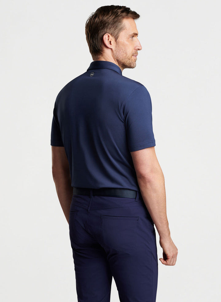 Peter Millar Mens Tailored Fit Vernon Performance Jersey Polo - Edwin Spread Coll - NAVY