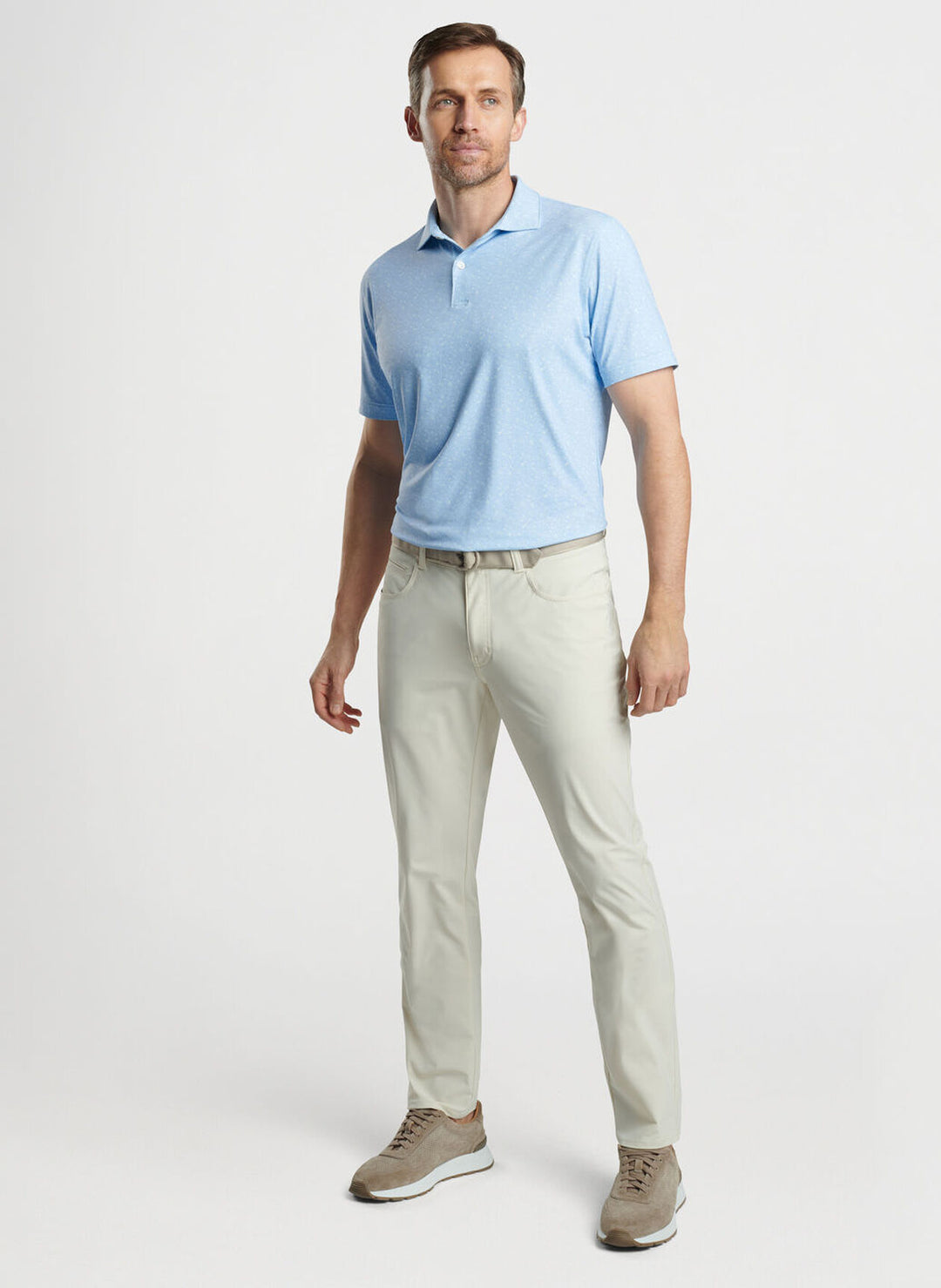 Peter Millar Mens Tailored Fit Infusions Performance Jersey Polo - BLUE FROST