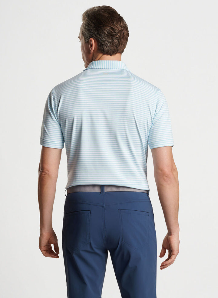 Peter Millar Mens Tailored Fit Milton Performance Jersey Polo - Edwin Spread Coll - BLUE FROST