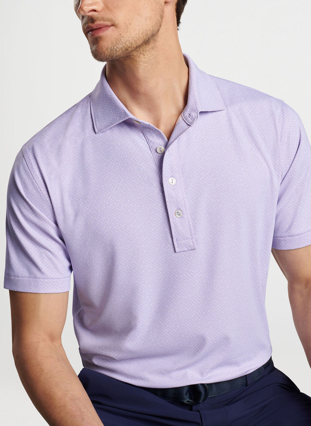 Peter Millar Mens Tailored Fit Beelman Performance Jersey Polo - MISTY ROSE