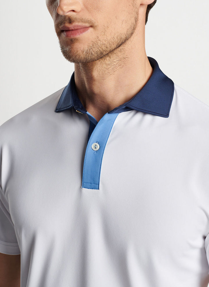 Peter Millar Mens Tailored Fit Cadence Performance Jersey Polo - WHITE