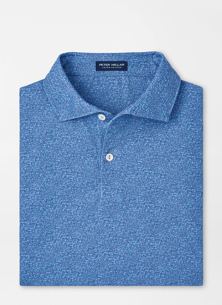 Peter Millar Mens Tailored Fit Radio Star Performance Jersey Polo - Edwin Spread - BROOK BLUE