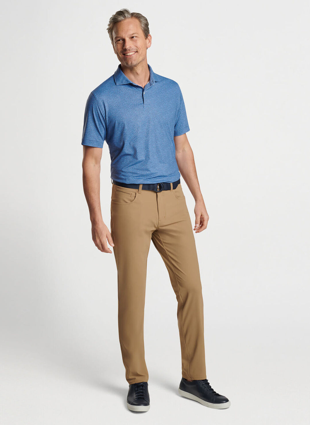 Peter Millar Mens Tailored Fit Radio Star Performance Jersey Polo - Edwin Spread - BROOK BLUE