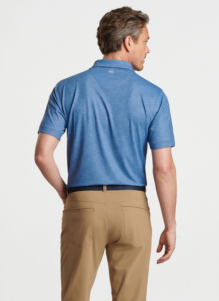 Peter Millar Mens Tailored Fit Radio Star Performance Jersey Polo - Edwin Spread - BROOK BLUE