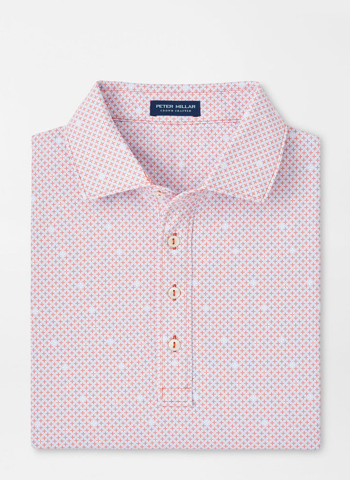 Peter Millar Mens Tailored Fit Mosaic Performance Jersey Polo - Kelly Hard Collar - SCRALET LILY