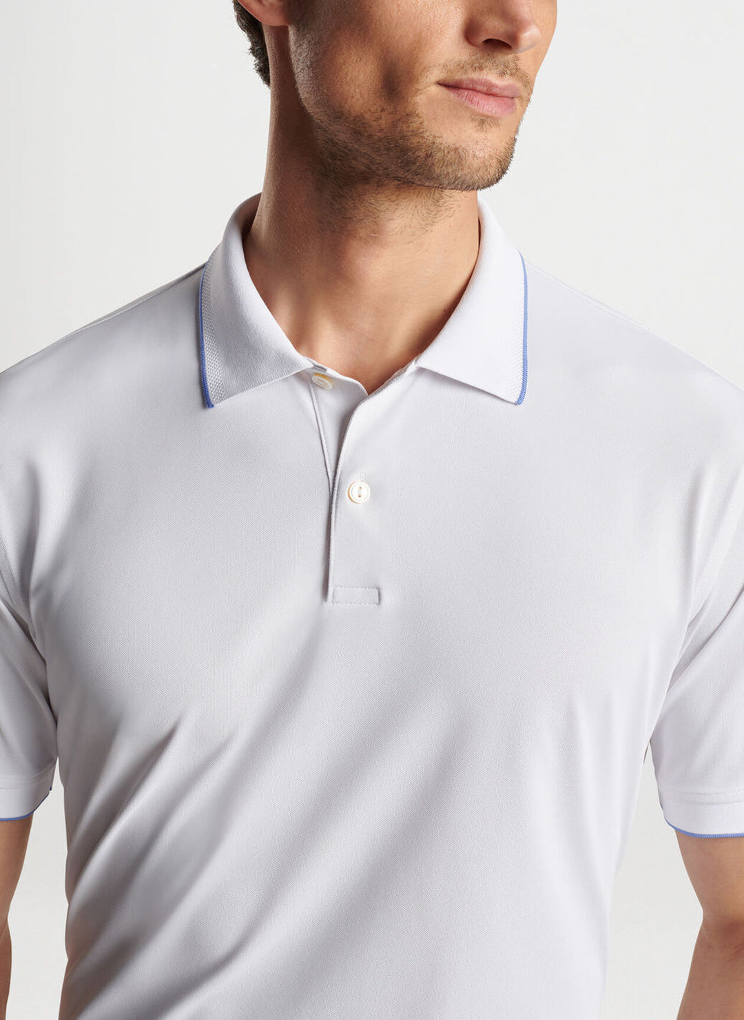 Peter Millar Mens Tailored Fit Encore Performance Mesh Polo - WHITE