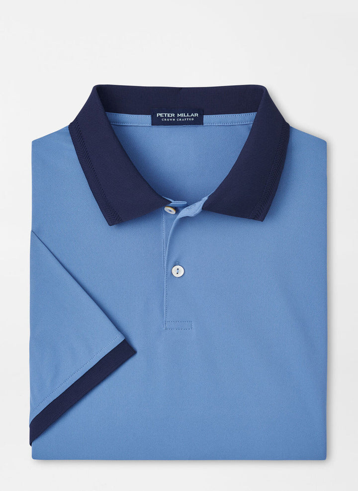 Peter Millar Mens Tailored Fit Forte Performance Mesh Polo - BROOK BLUE