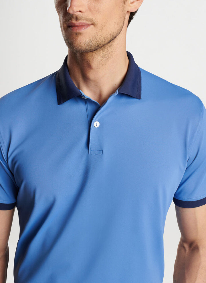 Peter Millar Mens Tailored Fit Forte Performance Mesh Polo - BROOK BLUE