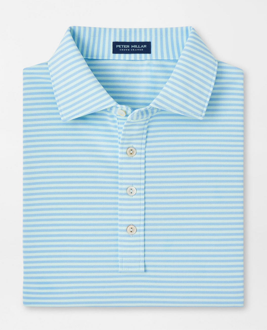 Peter Millar Mens Tailored Fit Mood Performance Mesh Polo - BLUE FROST