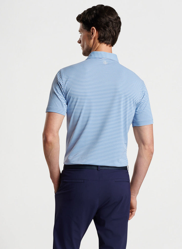 Peter Millar Mens Tailored Fit Mood Performance Mesh Polo - BROOK BLUE