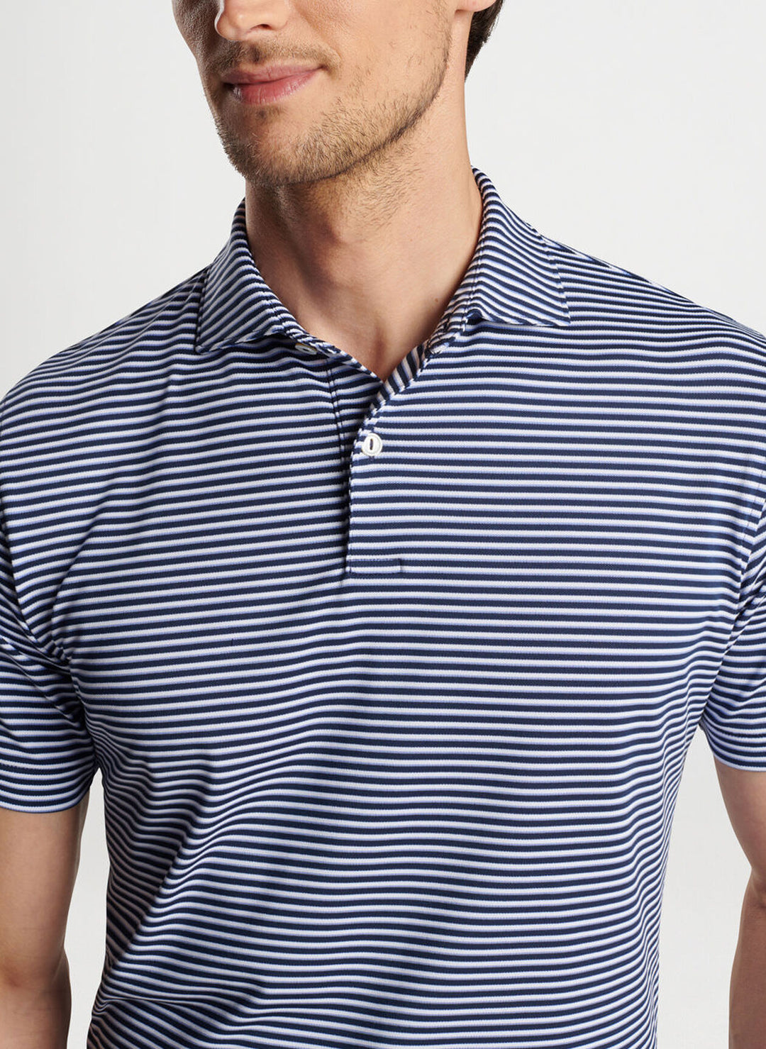 Peter Millar Mens Tailored Fit Tempo Performance Mesh Polo - Edwin Spread Collar - NAVY