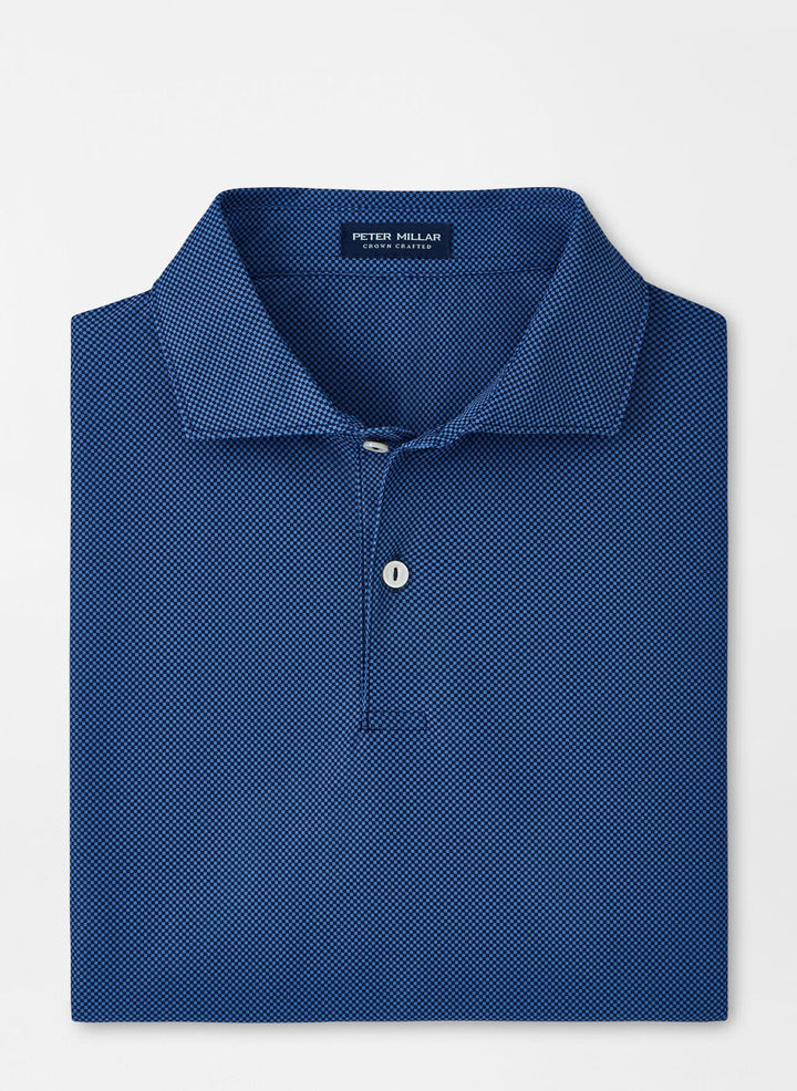 Peter Millar Mens Tailored Fit Checkers Performance Mesh Polo - NAVY