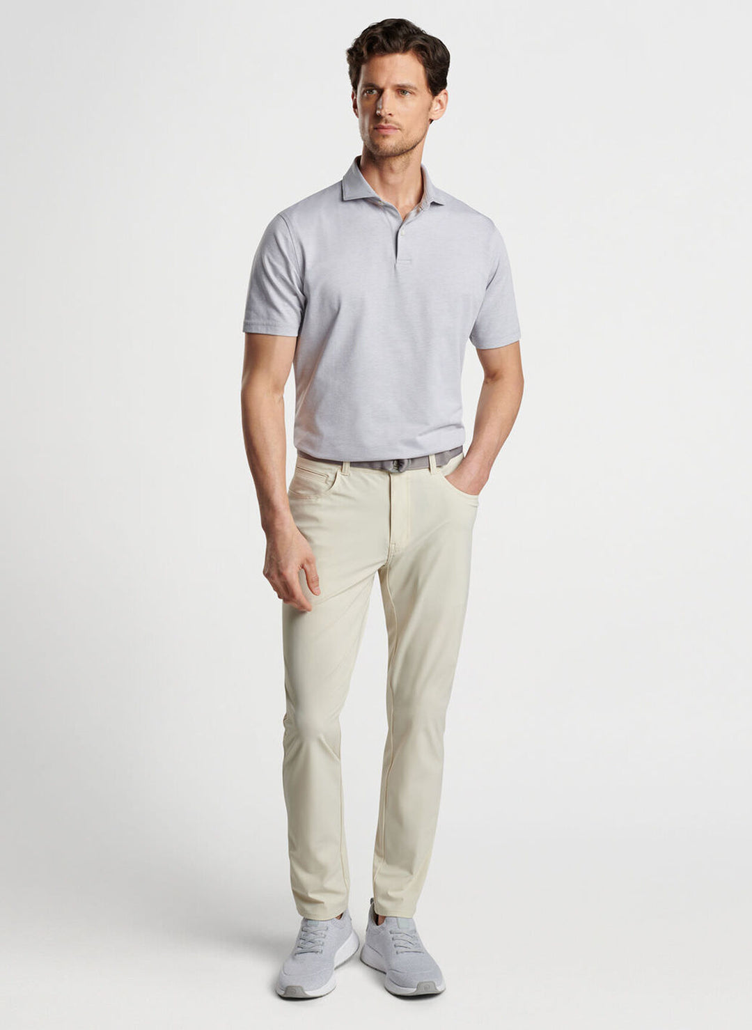 Peter Millar Mens Tailored Fit Albatross Cotton Blend Piqué Polo - GALE GREY