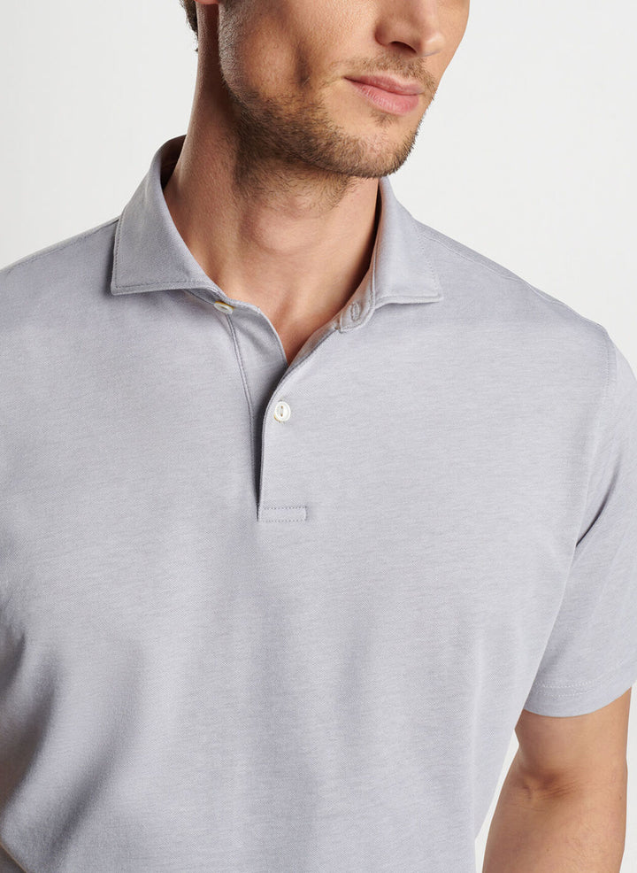 Peter Millar Mens Tailored Fit Albatross Cotton Blend Piqué Polo - GALE GREY