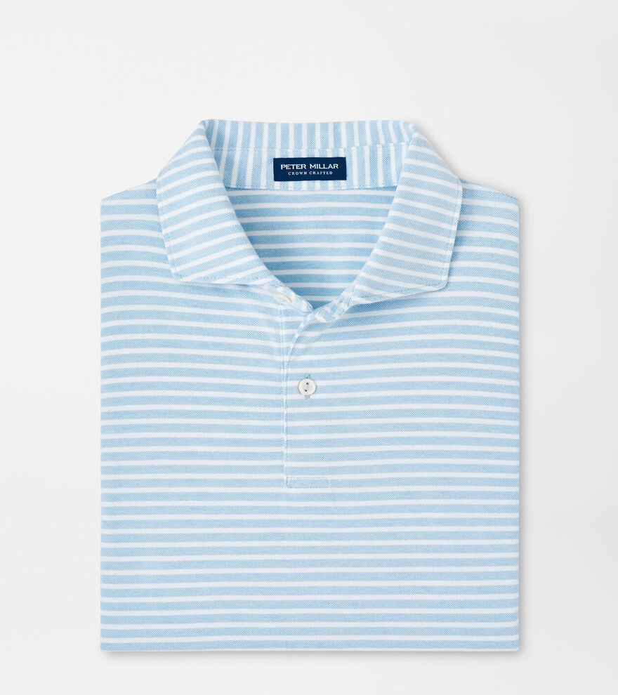 Peter Millar Mens Tailored Fit Albatross Stripe Cotton Blend Piqué Polo - BLUE FROST