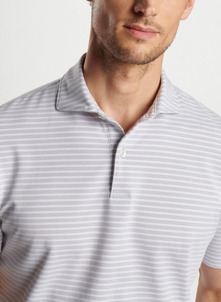 Peter Millar Mens Tailored Fit Albatross Stripe Cotton Blend Piqué Polo - GALE