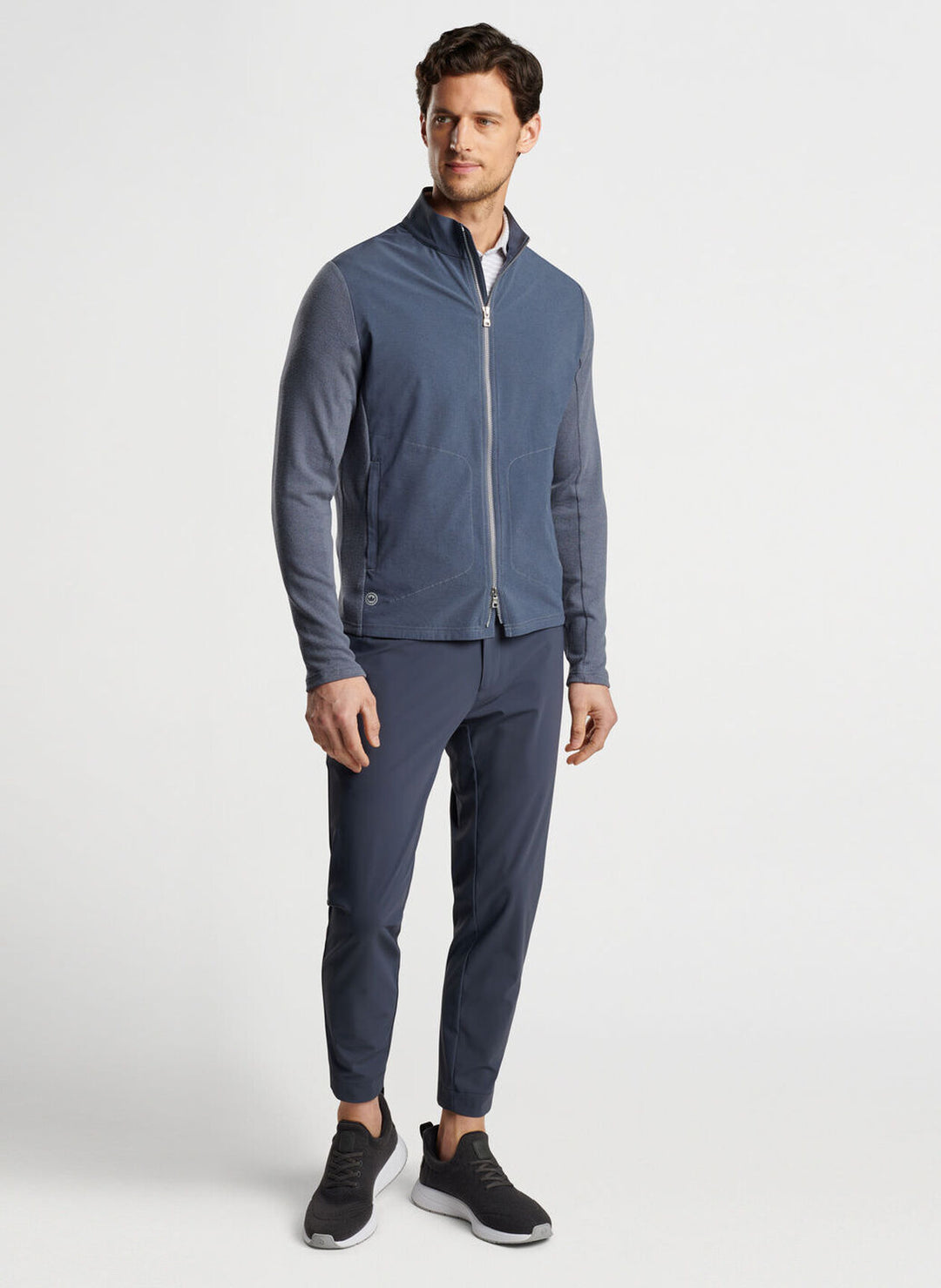 Peter Millar Mens Tailored Fit Solstice Performance Hybrid Full-Zip Cardigan - NAVY