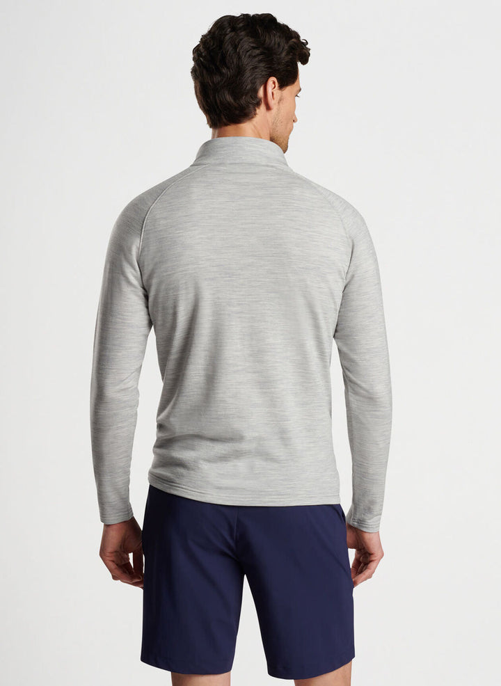 Peter Millar Mens Tailored Fit Excursionist Flex Heathered Performance Pullover - LIGHT GREY