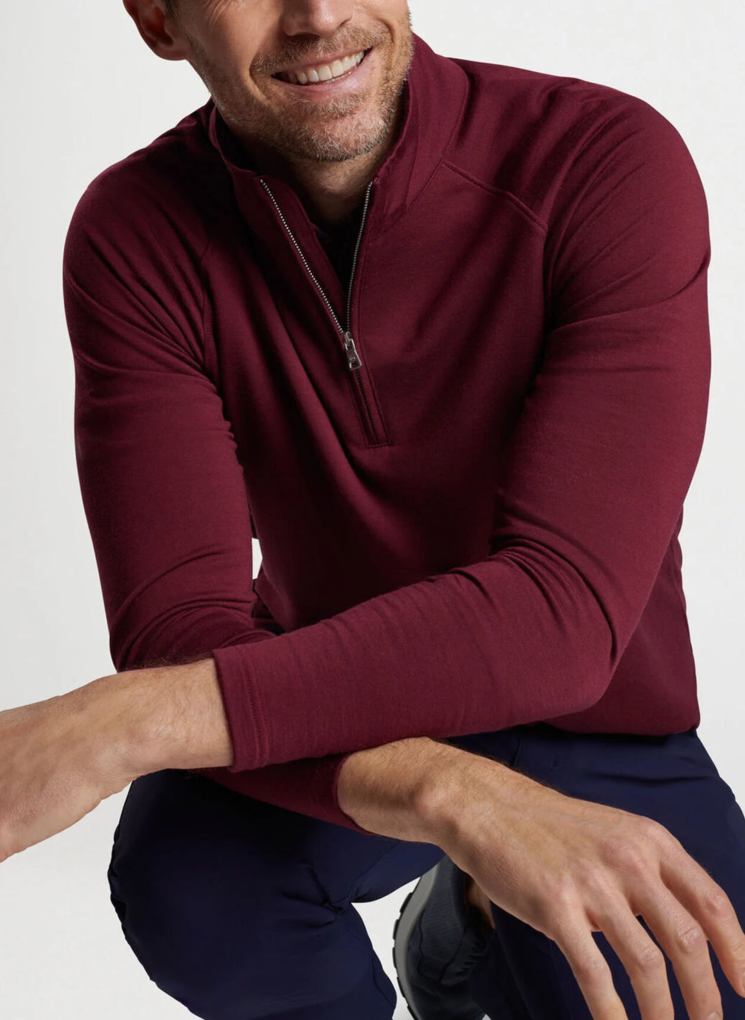 Peter Millar Mens Tailored Fit Excursionist Flex Performance Pullover - VERMOUTH