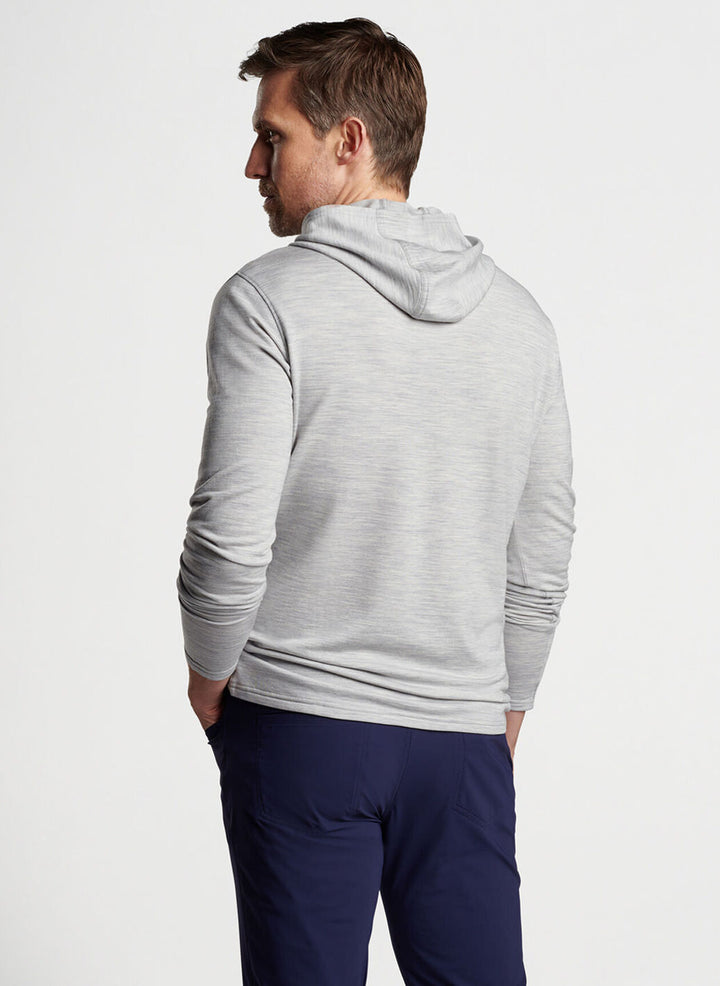 Peter Millar Mens Tailored Fit Excursionist Flex Heathered Hoodie - LIGHT GREY