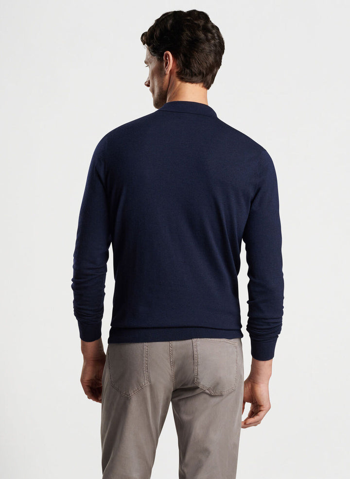 Peter Millar Mens Tailored Fit Excursionist Flex Sweater Polo - NAVY