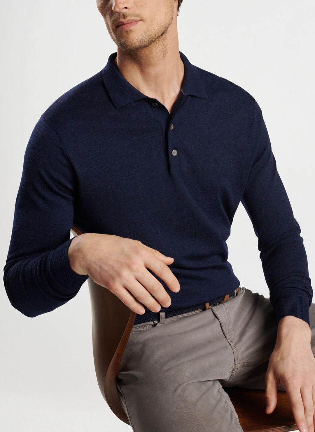 Peter Millar Mens Tailored Fit Excursionist Flex Sweater Polo - NAVY