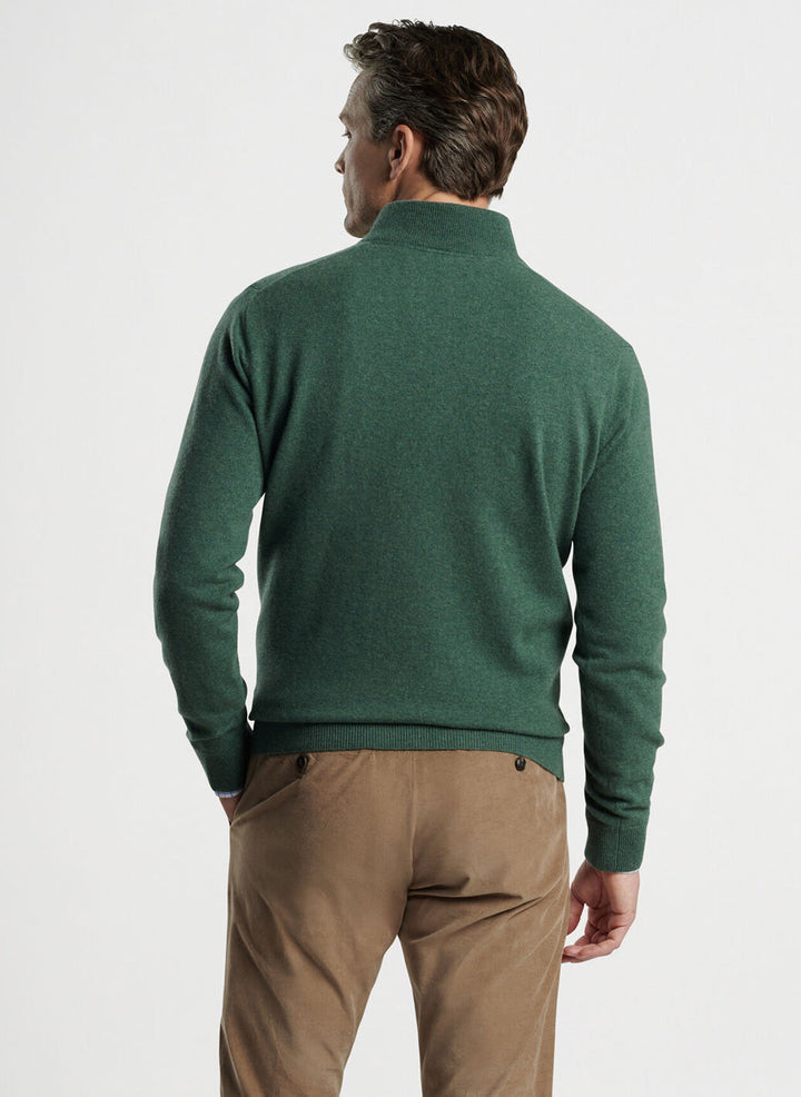 Peter Millar Mens Tailored Fit Artisan Crafted Cashmere Flex Quarter-Zip - FOREST GREEN