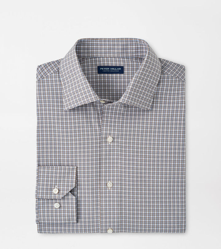 Peter Millar Mens Tailored Fit Wicklow Performance Poplin Sport Shirt - TAWNY