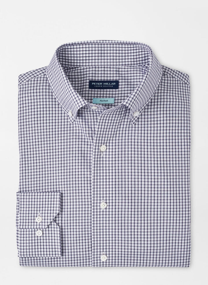 Peter Millar Mens Tailored Fit  Ludlow Cotton Sport Shirt - NAVY