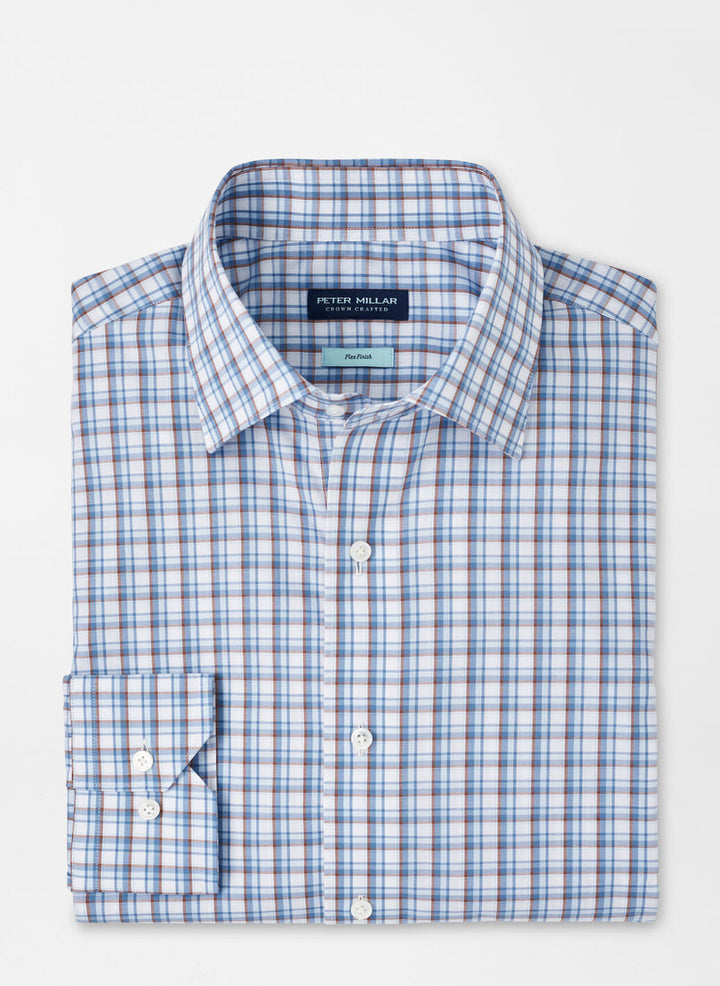 Peter Millar Mens Tailored Fit Howgill Cotton Sport Shirt - BROOK BLUE