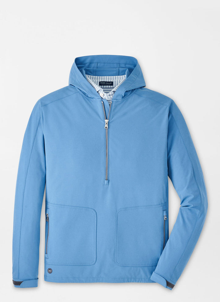 Peter Millar Mens Tailored Fit Quest Half Zip Hoodie - BROOK BLUE