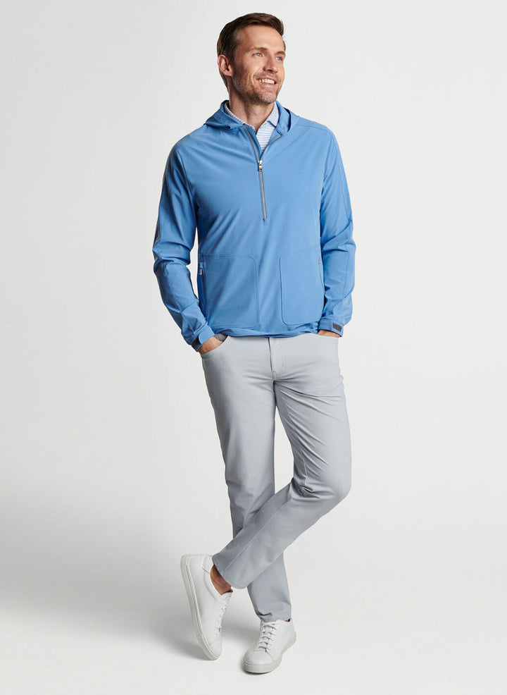 Peter Millar Mens Tailored Fit Quest Half Zip Hoodie - BROOK BLUE