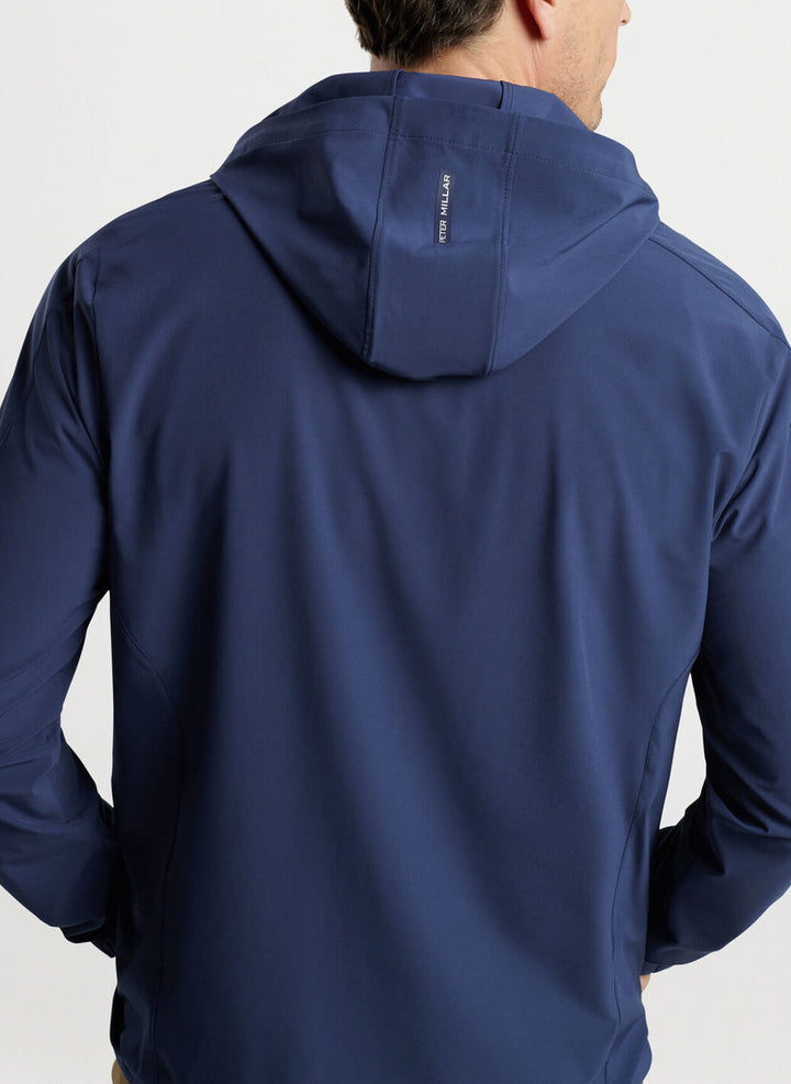 Peter Millar Mens Tailored Fit Quest Half Zip Hoodie - NAVY