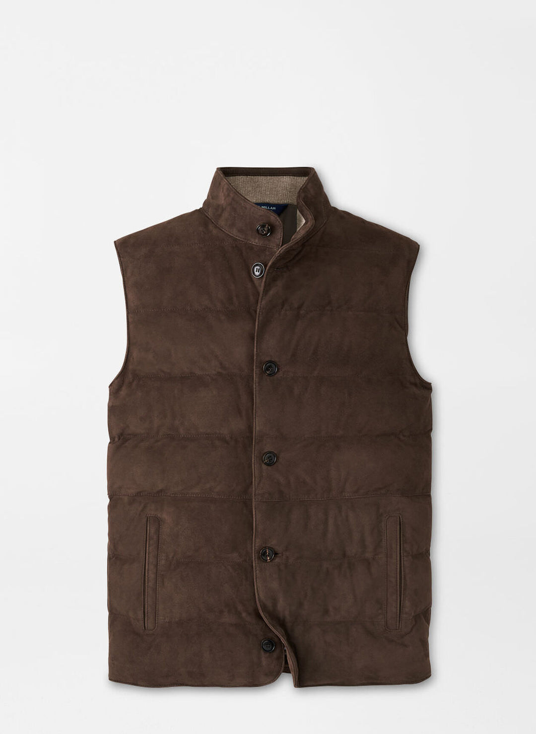 Peter Millar Mens Tailored Fit Cordova Suede Vest - CHOCOLATE