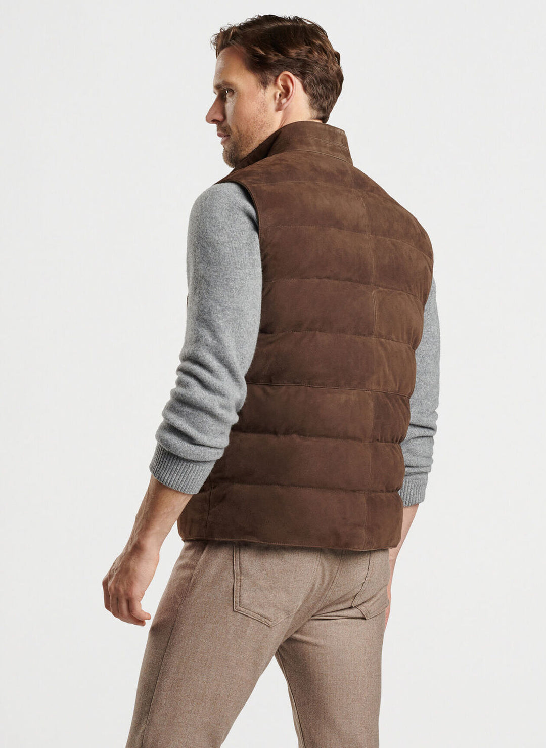 Peter Millar Mens Tailored Fit Cordova Suede Vest - CHOCOLATE