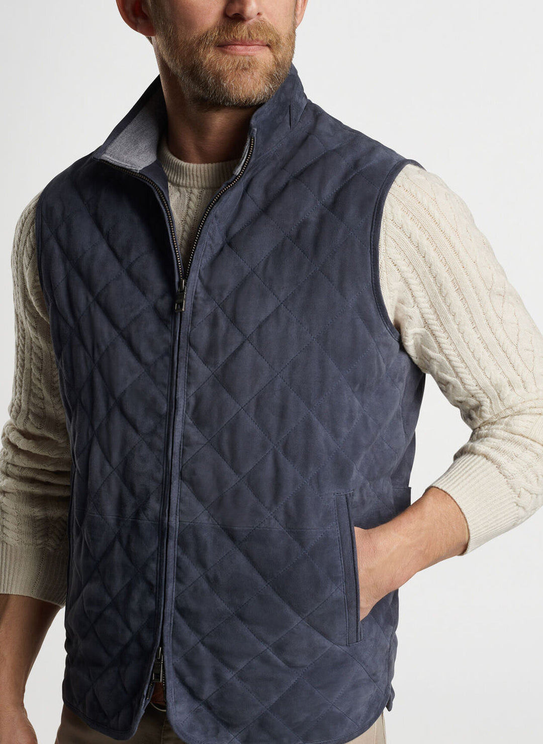 Peter Millar Mens Classic Fit Essex Suede Vest - GALAXY